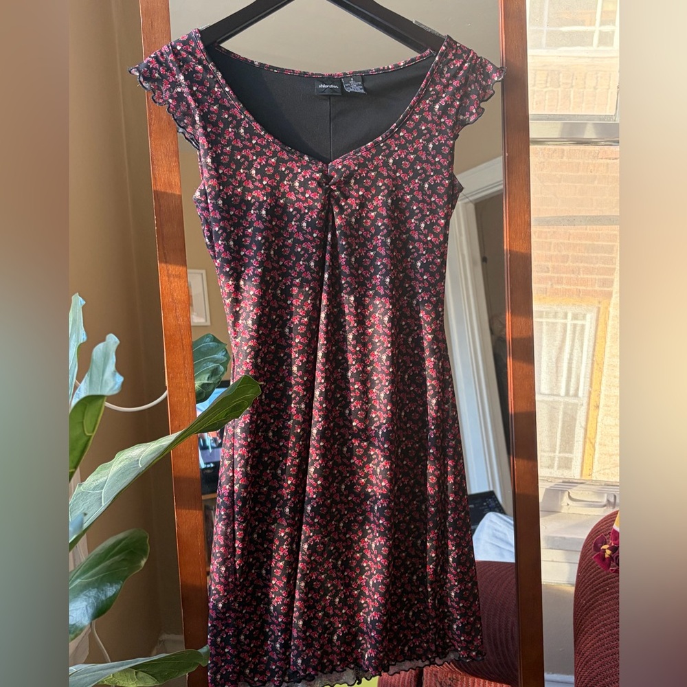 Xhilaration Black and Pink Floral Mini Dress
